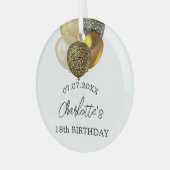 誕生日白金ゴールドヒョウ風船名 ガラスオーナメント (正面左)