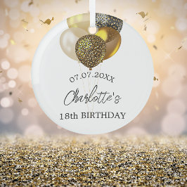 誕生日白金ゴールドヒョウ風船名 ガラスオーナメント