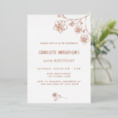 誕生日白銀バラ金ゴールドエレガントフローラ 箔招待状 (立ち正面)