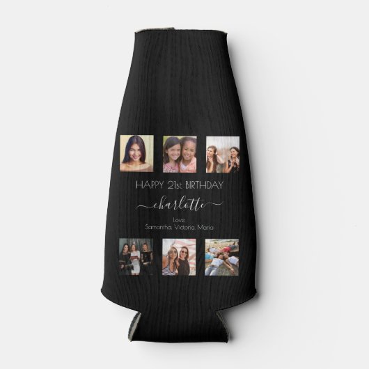 誕生日白黒の友だち写真 ボトルクーラー (正面)