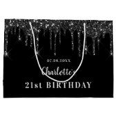 誕生日白黒グリッタードライブ名 ラージペーパーバッグ (裏面)