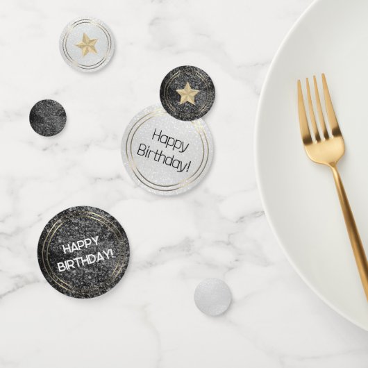 誕生日白黒グリッター紙吹雪 コンフェッティ (グループ)