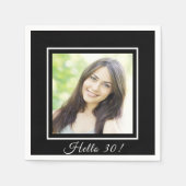 誕生日白黒シンプル写エレガント真 スタンダードカクテルナプキン (正面)