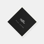 誕生日白黒スクリプトのミニマルエレガントリスト スタンダードカクテルナプキン (角)