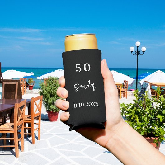 誕生日白黒スクリプトのミニマル スリム缶クーラー