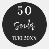 誕生日白黒スクリプトのミニマル ラウンドシール (正面)