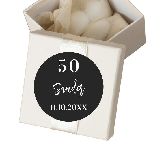 誕生日白黒スクリプトのミニマル ラウンドシール