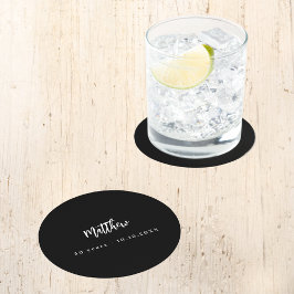 誕生日白黒スクリプトのミニマル ラウンドペーパーコースター