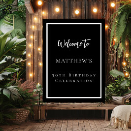 誕生日白黒パーティー歓迎 ポスター