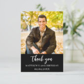 誕生日白黒フォトシンプルスクリプト サンキューカード (スタンド正面)