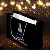 誕生日白黒フォトモノグラム名 ラージペーパーバッグ