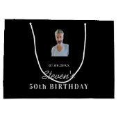 誕生日白黒フォトモノグラム名 ラージペーパーバッグ (裏面)