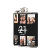 誕生日白黒フォト名おもしろい フラスク (左)