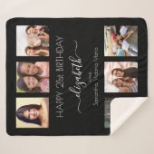 誕生日白黒フレンドの写真コラージュ シェルパブランケット (正面(横))