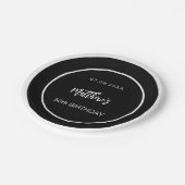 誕生日白黒ミニマリスト男性 ペーパープレート (アングル)