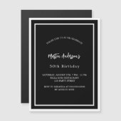 誕生日白黒ミニマリスト マグネット招待状 (正面/裏面)
