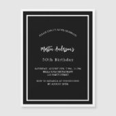 誕生日白黒ミニマリスト マグネット招待状 (正面)