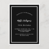 誕生日白黒ミニマル インビテーションポストカード (正面)