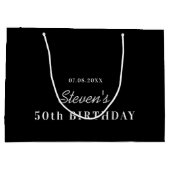 誕生日白黒モノグラムモダンミニマル ラージペーパーバッグ (裏面)