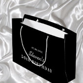 誕生日白黒モノグラムモダンミニマル ラージペーパーバッグ