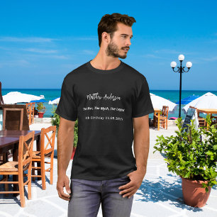 誕生日白黒写真コラージュの男の神話の伝説 Tシャツ