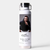 誕生日白黒写真人神話の伝説 ウォーターボトル (背面)