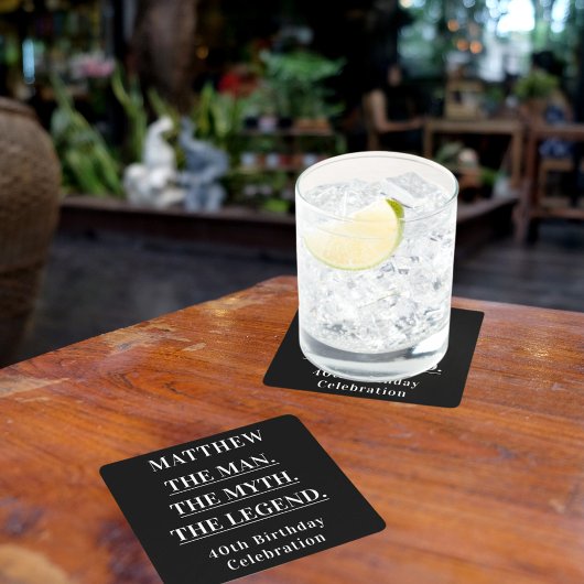 誕生日白黒写真人神話の伝説 スクエアペーパーコースター