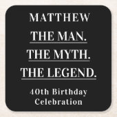 誕生日白黒写真人神話の伝説 スクエアペーパーコースター (正面)