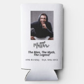 誕生日白黒写真人神話の伝説 スリム缶クーラー (裏面)