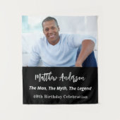 誕生日白黒写真人神話の伝説 タペストリー (正面)