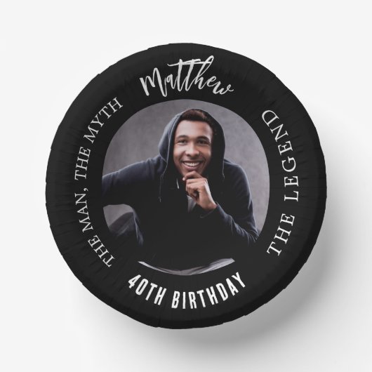 誕生日白黒写真人神話の伝説 ペーパーボウル (正面)