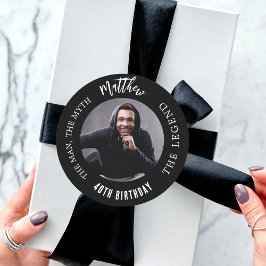 誕生日白黒写真人神話の伝説 ラウンドシール