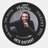 誕生日白黒写真人神話の伝説 ラウンドシール (正面)