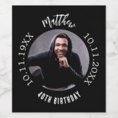 誕生日白黒写真 ワインラベル (シングルラベル)