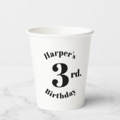 誕生日白黒名前をカスタムする及び数 紙コップ (裏面)