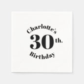 誕生日白黒名前をカスタムする数モダン スタンダードカクテルナプキン (正面)