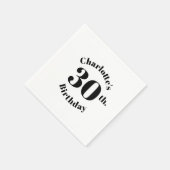 誕生日白黒名前をカスタムする数モダン スタンダードカクテルナプキン (角)