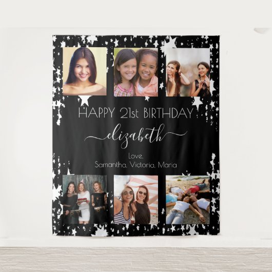 誕生日白黒最高ののフォトスター タペストリー (正面)