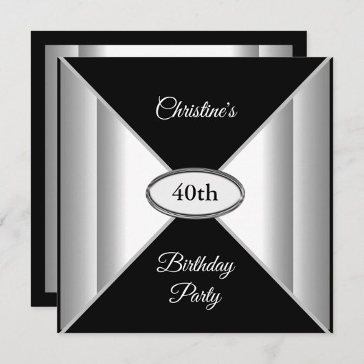 誕生日白黒 招待状 (正面/裏面)