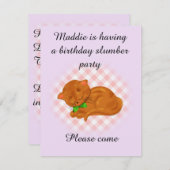 誕生日眠りパーティーかわいい眠る子猫 招待状 (正面/裏面)