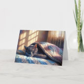 誕生日眠る白猫 カード (正面)