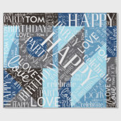 誕生日短縮名の追加カラーブロック青ID274 ラッピングペーパー (フラット)