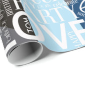 誕生日短縮名の追加カラーブロック青ID274 ラッピングペーパー (ロールコーナー)