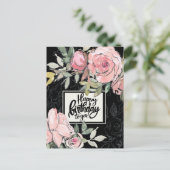 誕生日祝福の聖書の一節 ピンクの花 ポストカード (スタンド正面)