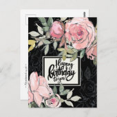 誕生日祝福の聖書の一節 ピンクの花 ポストカード (正面/裏面)