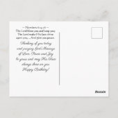 誕生日祝福の聖書の一節 ピンクの花 ポストカード (裏面)