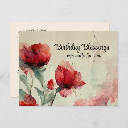 誕生日祝福の聖書の一節 祈り キリスト教徒 ポストカード (正面/裏面)