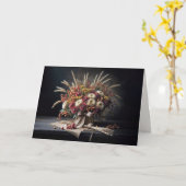 誕生日秋の小麦の茎とムームブーケ カード (黄色い花)