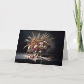 誕生日秋の小麦の茎とムームブーケ カード (正面)