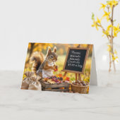 誕生日秋リスとナッツ カード (黄色い花)